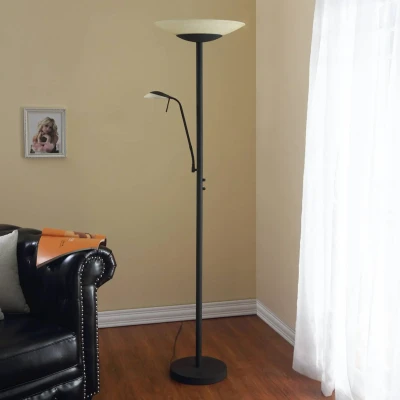Afbeelding van Lindby LED vloerlamp Ragna, leeslampje, zwart, dimbaar