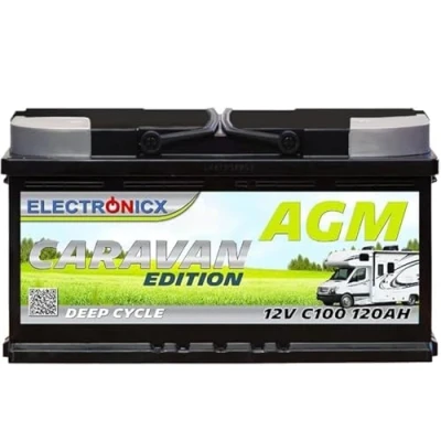 Afbeelding van Caravan Edition AGM accu, 120 Ah, hoge autoaccu, camper, draagbare zonne langzame ontladingsbatterij, zonnepaneel.