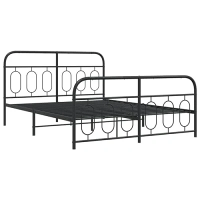 Afbeelding van Bedframe met hoofd en voeteneinde metaal zwart 140x190 cm