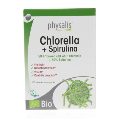 Afbeelding van Physalis Chlorella + Spirulina Bio (200 Tabletten)