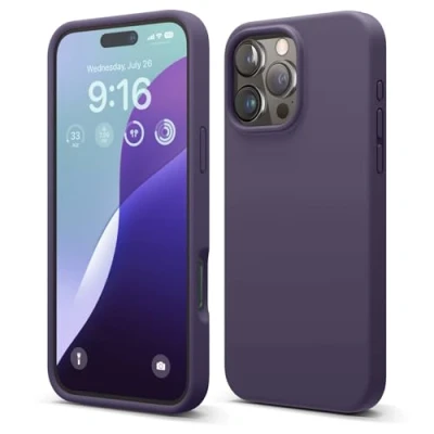 Afbeelding van elago Compatibel met iPhone 16 Pro Max hoesje, hoogwaardige vloeibare siliconen hoes, volledige beschermhoes, schokbestendig, slanke telefoonhoes