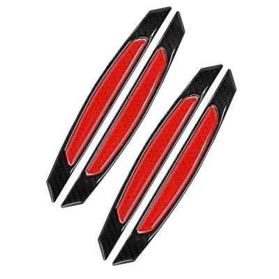 Afbeelding van WeFoonLo 4 stuks koolstofvezel deurbeschermingsstickers voor auto, SUV, pickup, vrachtwagen (rood)