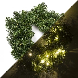Afbeelding van Kerstkrans groen met 40 LED lampjes Ø 50CM