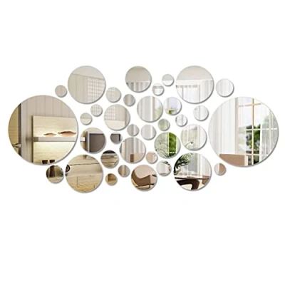 Afbeelding van DODUOS 36 stuks afneembare spiegel cirkel ronde muursticker ornamenten decoratie decoratieve voor thuis woonkamer slaapkamer