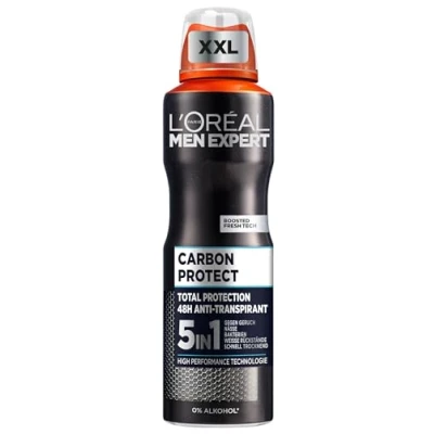 Afbeelding van L&#039;Oréal Men Expert 5 in 1 XXL deodorant spray voor heren, tegen sterke zweetgeuren, okselvocht en witte resten, mannen, anti transpirant zonder