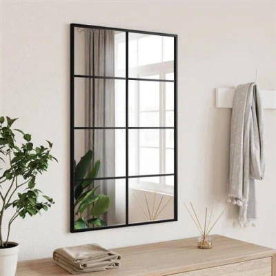 Afbeelding van Wandspiegel rechthoekig 50x80 cm ijzer zwart