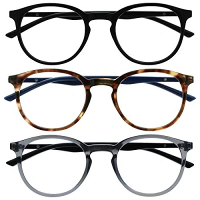 Afbeelding van OPULIZE Met BBB60 127 +3.50 leesbril, blauw licht, blokkerende leesbril voor computergaming, zwart/bruin/grijs, 3 stuks
