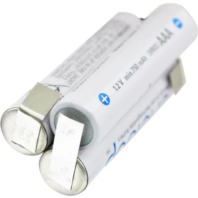 Afbeelding van Panasonic eneloop 3,6 volt batterijpakket AAA met soldeerlabels, een capaciteit tot 800 mAh