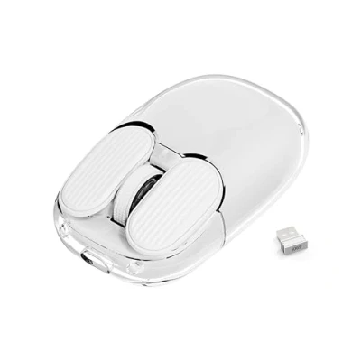 Afbeelding van MAMBASNAKE souris sansfil, 2.4 GHz avec mini récepteur, jolie sans fil silencieuse,transparente, rétroéclairage7RGB, suivi optique 1600DPI, portable rechargeable 400mAh bruit(blanc)