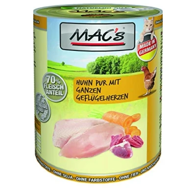 Afbeelding van 6x200g Kip Puur met Gevogelteharten MAC&#039;s Kattenvoer