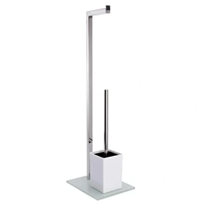 Image de Serviteur wc en aluminium et verre avec dérouleur brosse H.70.5cm Noir