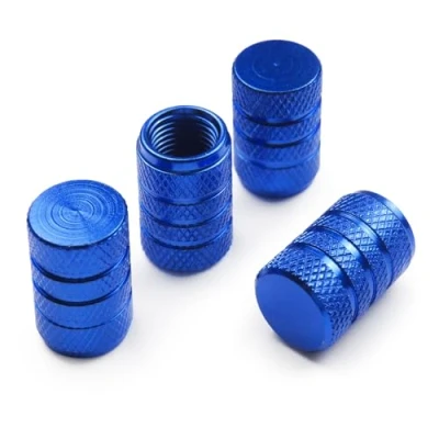 Afbeelding van Pitlane Performance® 4 stuks aluminium ventieldoppen voor auto, SUV, motorfiets, fiets, Schrader (blauw)