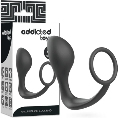 Afbeelding van Addicted Toys Anal Plug And Cock Ring Black Sex Toy for Couples Buttplug Man
