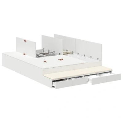 Afbeelding van vidaXL Opbergbedframe Wit Bewerkt hout 140 x 190 cm