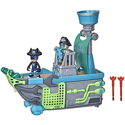Afbeelding van PJ Masks Luchtpiratenschip, kleuterspeelgoed, voertuigkoffer met 2 beweegbare figuren, voor kinderen vanaf 3 jaar