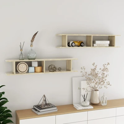 Afbeelding van vidaXL Wandschappen 2 st 105x18x20 cm spaanplaat sonoma eikenkleurig