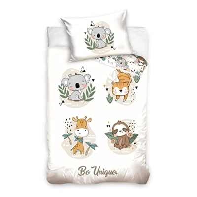 Afbeelding van Kinderbeddengoed, 100 x 135 cm, 40 60 van 100% katoen, dierentuindieren, koala, beddengoed voor meisjes en jongens, babybeddengoed (dieren)