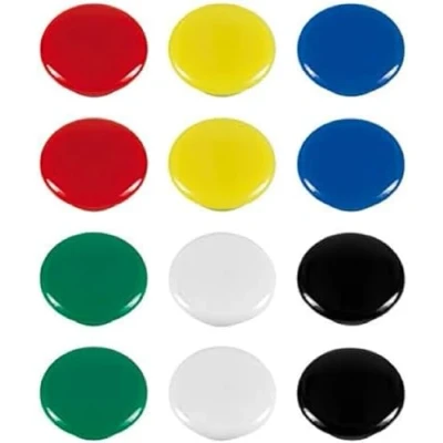 Afbeelding van Westcott Ac E10834 Magneet Assorti Kleurpak À 12St. Ø 20X8Mm. Kleuren. Cap: 4 6 A4 A 80Gram