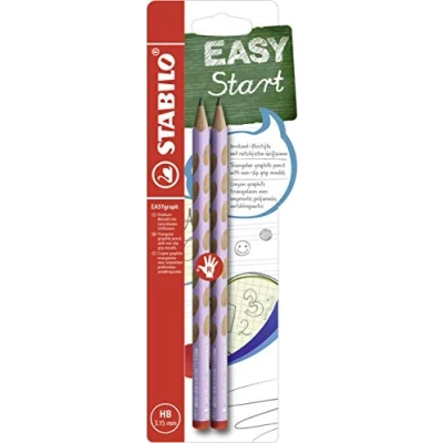 Image de STABILO Easygraph Lot de 2 crayons triangulaires ergonomiques pour droitier Violet pastel Dureté HB