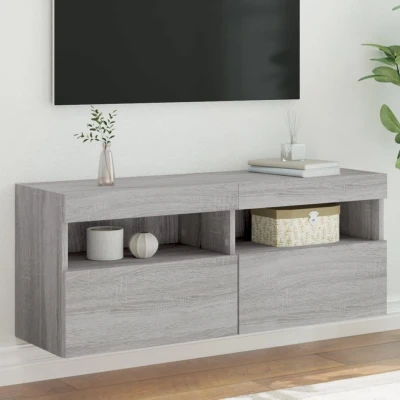 Afbeelding van vidaXL Tv wandmeubel met LED verlichting 100x30x40 cm grijs sonoma