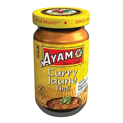 Afbeelding van AYAM™ Gele currypasta, 100% natuurlijke ingrediënten, authentieke smaken, gemakkelijk te koken, Thaise curry, gezonde voeding, glutenvrij, lactosevrij, zonder conserveringsmiddelen, 100 g, 4 stuks