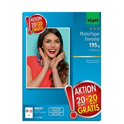Afbeelding van inkjetfotopapier Sigel A4 wit hoogglans 195gr 20 vel gratis