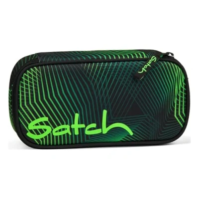 Afbeelding van satch Extra grote hardcase met scheidingswand, vak ritssluiting, driehoekige penhouder, venster voor halfgroene tijden, zwart