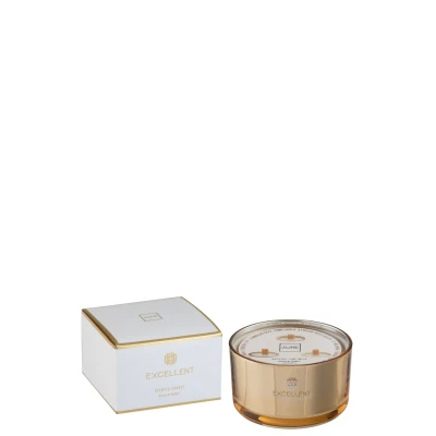 Afbeelding van J line Geurkaars excellent golden honey goud large 40u 14x9.5cm