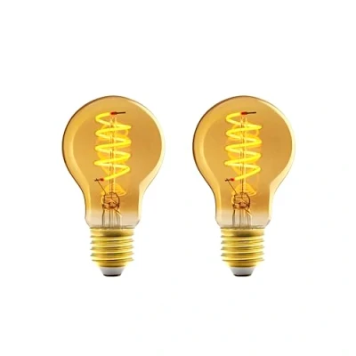 Afbeelding van Amazon Basics Vintage led lamp, E27 fitting, antieke stijl, amberglas, retro, A60, 4 W (komt overeen met 25 W), 1800 K, zeer warm licht, 2 stuks