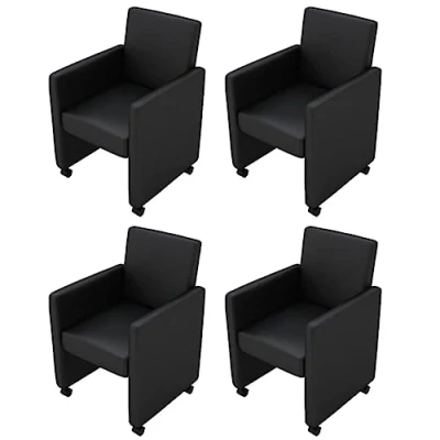 Afbeelding van vidaXL Eetkamerstoelen 4 st kunstleer zwart