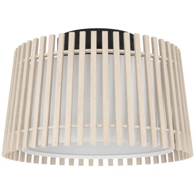 Afbeelding van EGLO Fattoria Plafondlamp E27 Ø 38 cm Zwart/Bruin/Wit Hout/Textiel