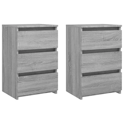 Afbeelding van vidaXL Nachtkastje, Sonoma, grijs, 40 x 35 62,5 cm, hout, 2 stuks