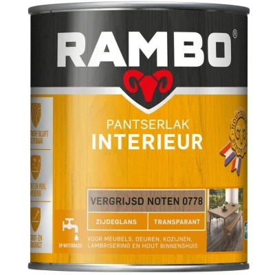 Afbeelding van Rambo Pantserlak Interieur Transparant Zijdeglans Houtnerf Zichtbaar Vergrijsd Noten 0.75L