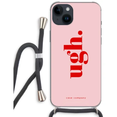 Afbeelding van Case Company® hoesje met Koord geschikt voor iPhone 14 Plus Ugh Telefoonhoesje Zwart Extra Bescherming aan alle Kanten en Over de Schermrand