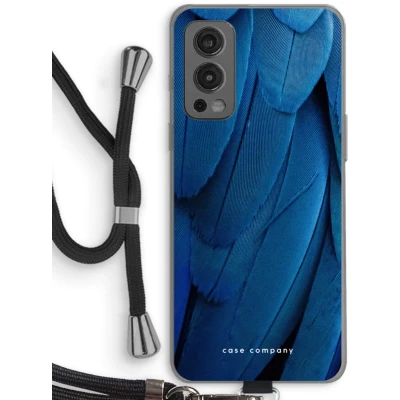 Afbeelding van Case Company® hoesje met Koord geschikt voor OnePlus Nord 2 5G Pauw Telefoonhoesje Zwart Bescherming aan alle Kanten en Over de Schermrand