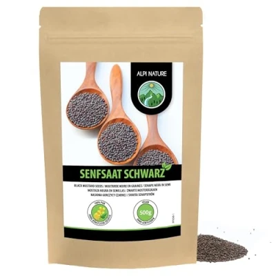 Afbeelding van mosterdzaad (500g), zwart en bruin 100% natuurlijk, voorzichtig gedroogd, van nature zonder toevoegingen, veganistisch