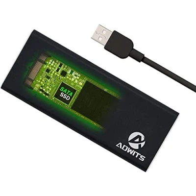 Afbeelding van ADWITS USB 3.0 [UASP] naar SATA NGFF M.2 2230/2242/2260/2280 stick B/B &amp; M SSD SuperSpeed adapter, externe behuizing voor Samsung Western Digital Crucial Flash Drive interne en meer, zwart