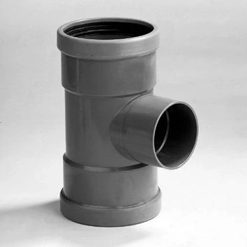 Afbeelding van Dyka T stuk 2x manchet 1x lijmmof 90 PVC grijs keurmerk BR52100 110 x 75mm