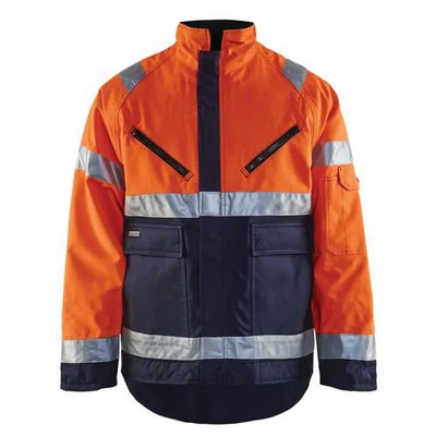 Image de Veste hiver haute visibilité polyester orange fluo/marine, respirant