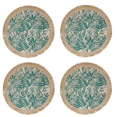 Afbeelding van Placemats, Set van 4 Stuks, Geweven, Groene Bladeren, 42 cm Creative Tops