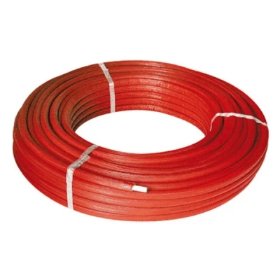 Afbeelding van 16mm x 2,0 Lengte: 100 m incl. isolatie 6mm rood Henco Alu/Pex. Artikelnr: ISO4 16 RO