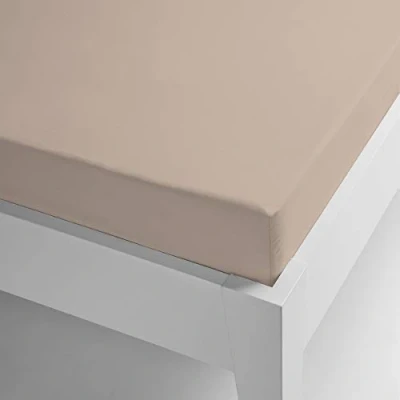 Image de Miracle Home. Drap housse élastique Doux Confortable Anti peeling Coton 50% Polyester Lit de 105 cm x 200 30 Beige