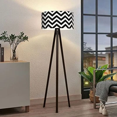 Afbeelding van Staande lamp Newport vloerlamp 140 cm E27 zwart en wit