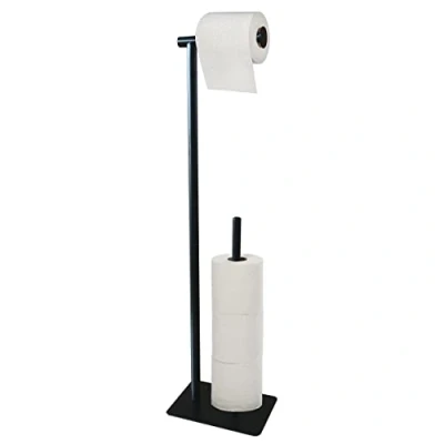Afbeelding van MSV Staande toiletpapierhouder 14 x 74 20 cm (b h d), vrijstaande in roestvrijstalen look, elegante toiletrolhouder voor toiletpapierrol