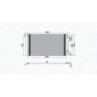 Afbeelding van MAGNETI MARELLI 350203962000 Condensor Airco Met droger 696x393x16 393 696 16 VOLKSWAGEN: Transporter 5, 5 Bus