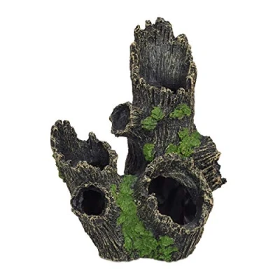 Afbeelding van Relaxdays aquarium decoratie boomstam schuilplek grot ornament versiering