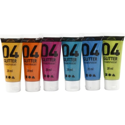 Afbeelding van Kinder Acrylverf Glitter Kleur, 6x20ml