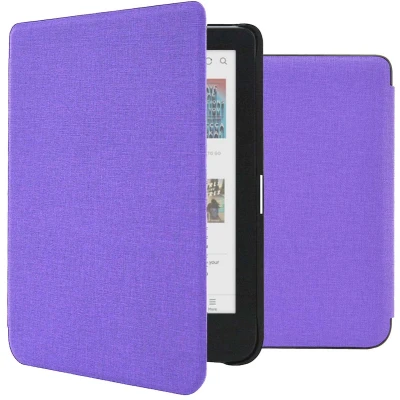 Afbeelding van imoshion Canvas Sleepcover Bookcase voor de Kobo Clara Colour / BW Paars