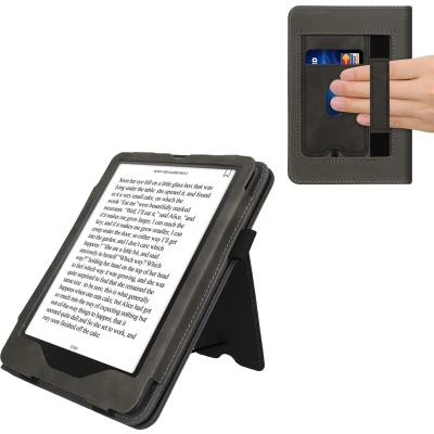 Afbeelding van kwmobile E reader hoesje geschikt voor Amazon Kindle Paperwhite (2024)/Colorsoft hoes flip case van kunstleer Ereader cover met stand In donkergrijs