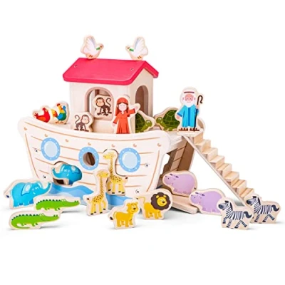 Afbeelding van New Classic Toys Houten Ark van Noah Inclusief Speelfiguren